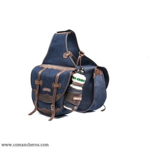 Große Jeans Satteltasche mit Wasserflasche